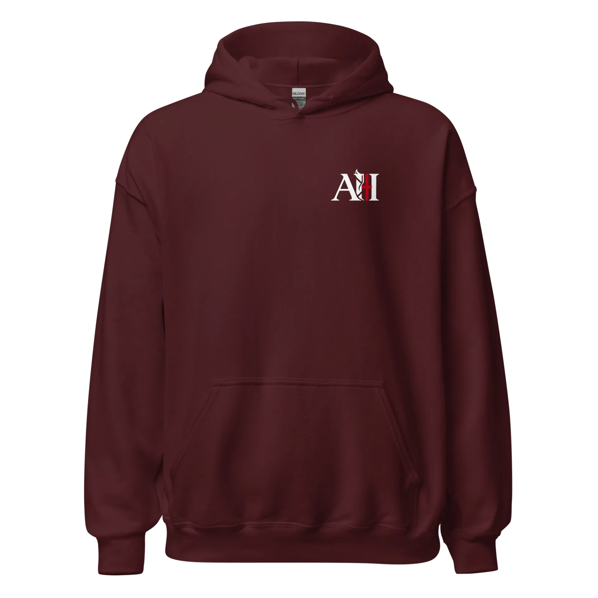 Albert Harry Fashion AH Minimal classic maroon hoodie front view